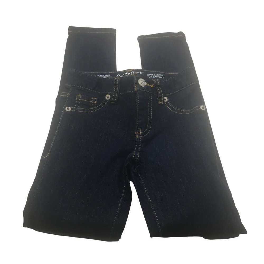 Cat & Jack Girl's Size 7 Adjustable Waist Super Skinny Jean Blue Denim NWOT - Picture 1 of 10